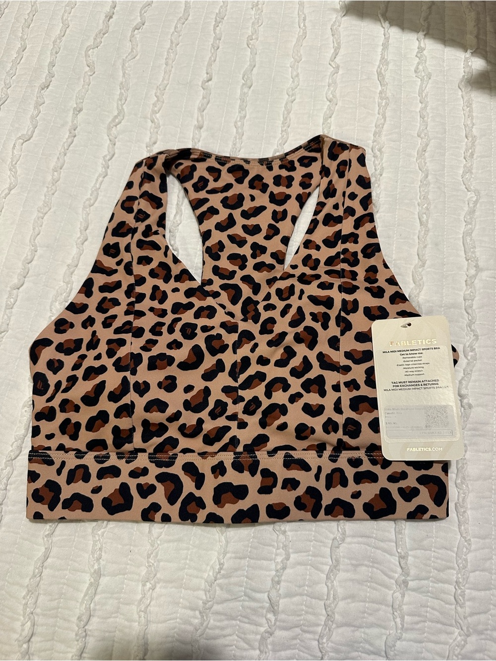 Fabletics Sports Bra Cheetah V Neck Size S NWT